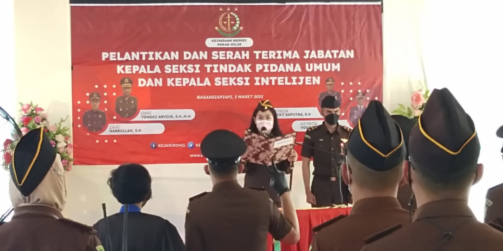 Kajari Rohil Pimpin Sertijab Kasi Pidum Dan Kasi Intel 