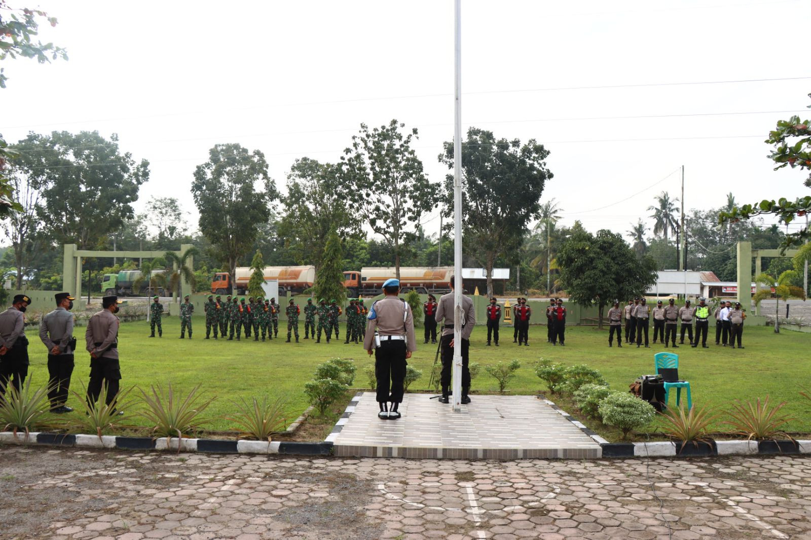 Hari Ini Apel Bersama Polres Rohil Di Makoramil 02 Tamah Putih