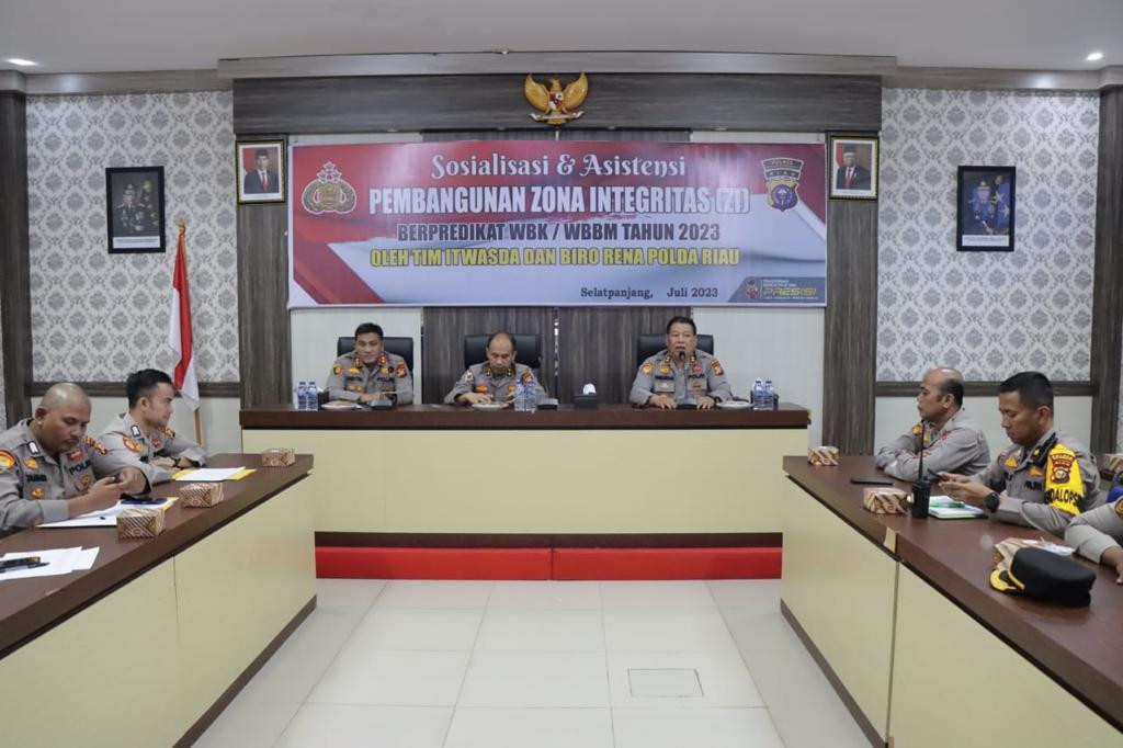 Polda Riau Gelar Sosialisasi dan Asistensi Pembangunan ZI berpredikat WBK dan WBBM di Polres Meranti