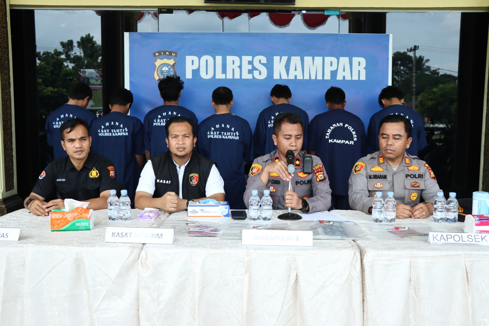Polres Kampar Gelar Press Release Ungkap Kasus Curanmor, 7 Orang dan 12 Sepeda Motor di Amankan.