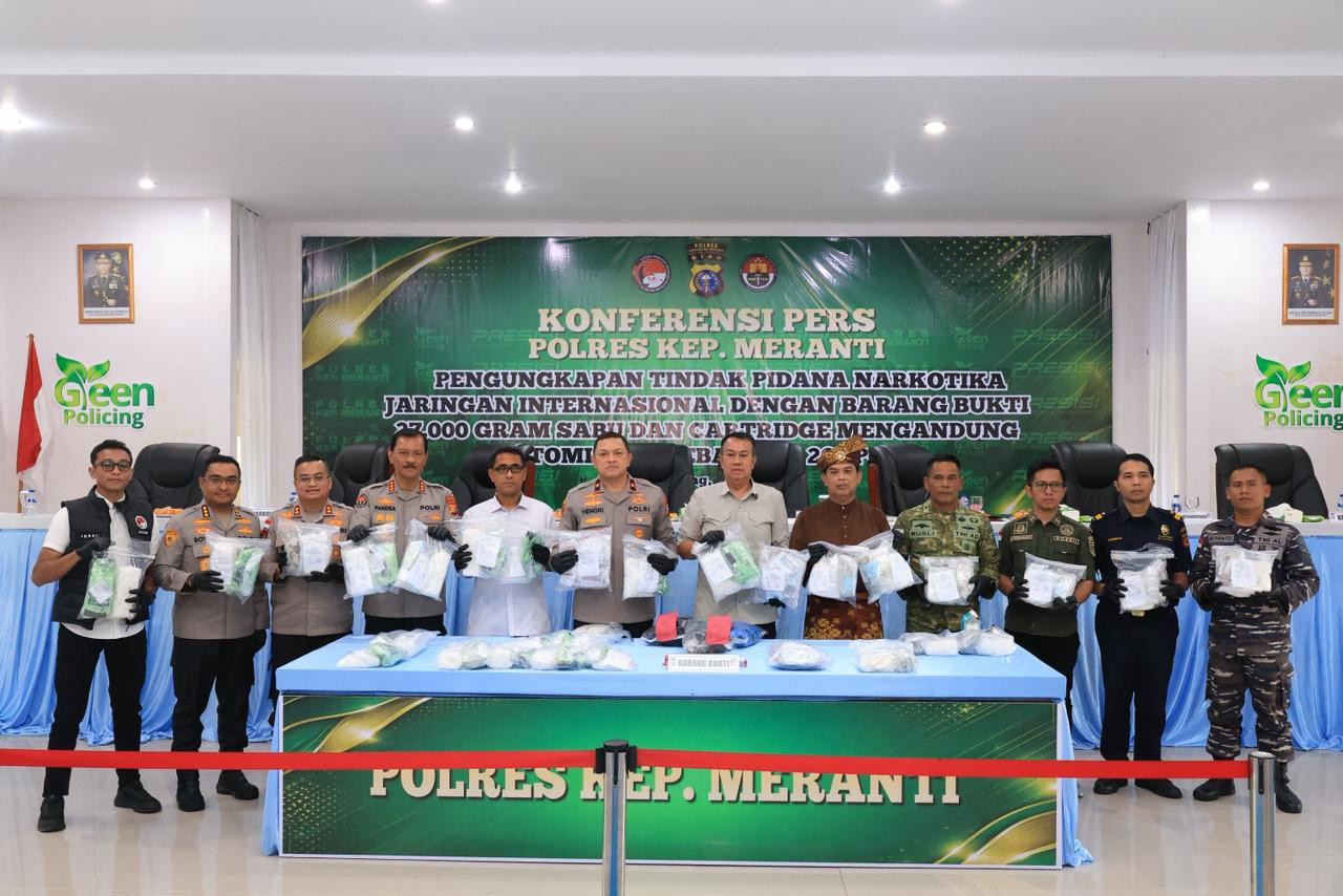 Sindikat Narkoba Lintas Negara Dibekuk di Meranti, Polda Riau Sita 27 Kg Sabu  