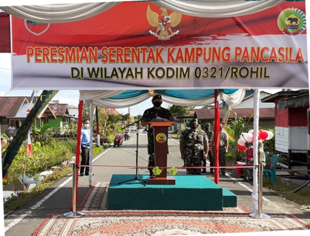 Dandim 0321 Rohil Letkol Inf.M.Erfani Resmikan Kampung Pancasila  Di Bagan Timur