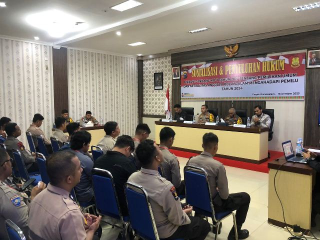 Personel Polres Kepulauan Meranti Ikuti Sosialisasi Netralitas Anggota Polri Pada Pemilu 2024